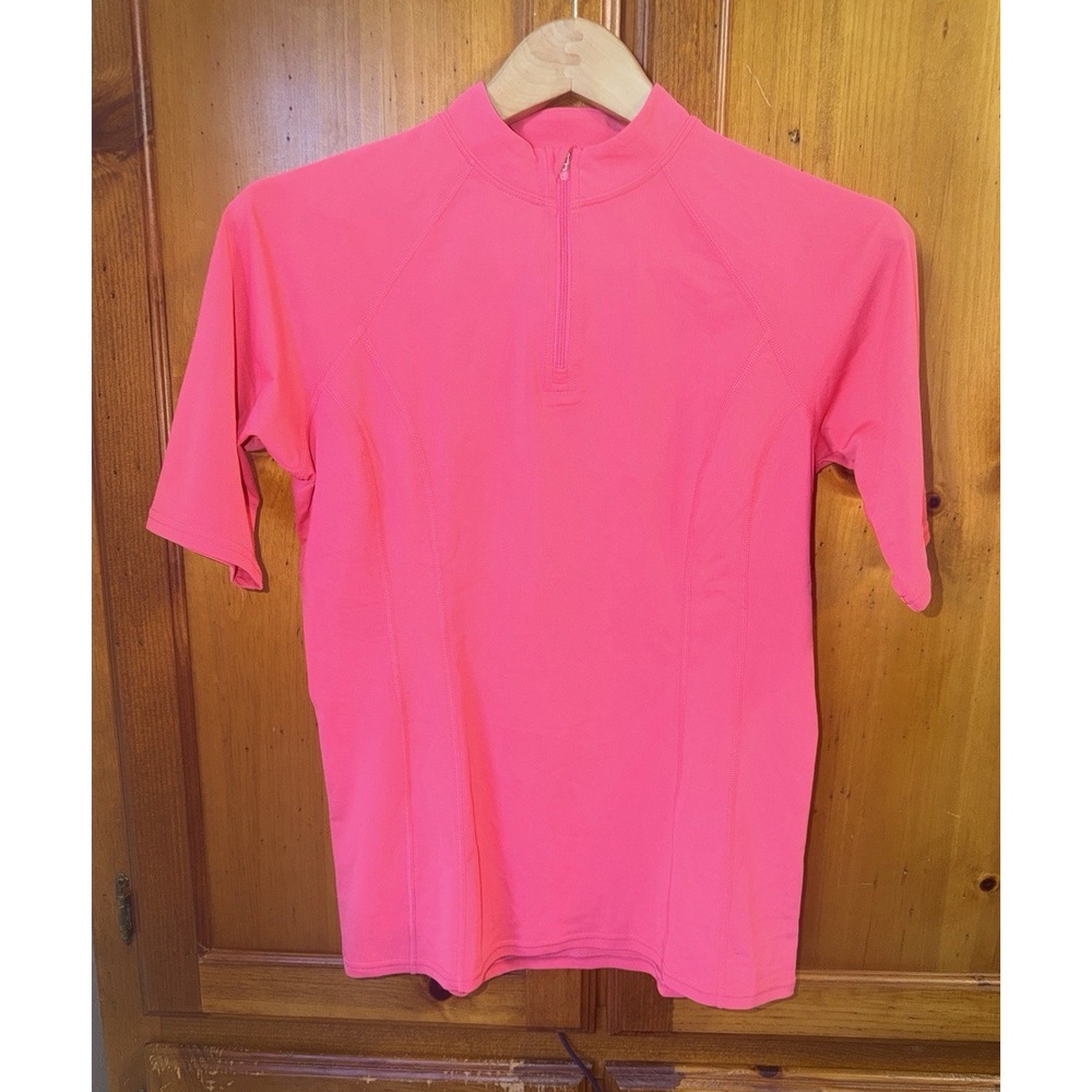 Coolibar Water Shirt UPF 50+ Short Sleeve Half Zip Women's S Swim Pink Rashguard